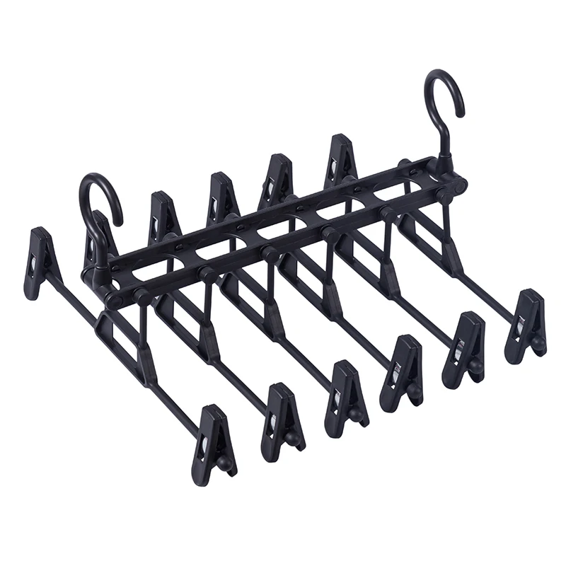 New 6 in 1 Foldable Multifunction Space Saving Plastic Trousers Pants Hangers With Clips