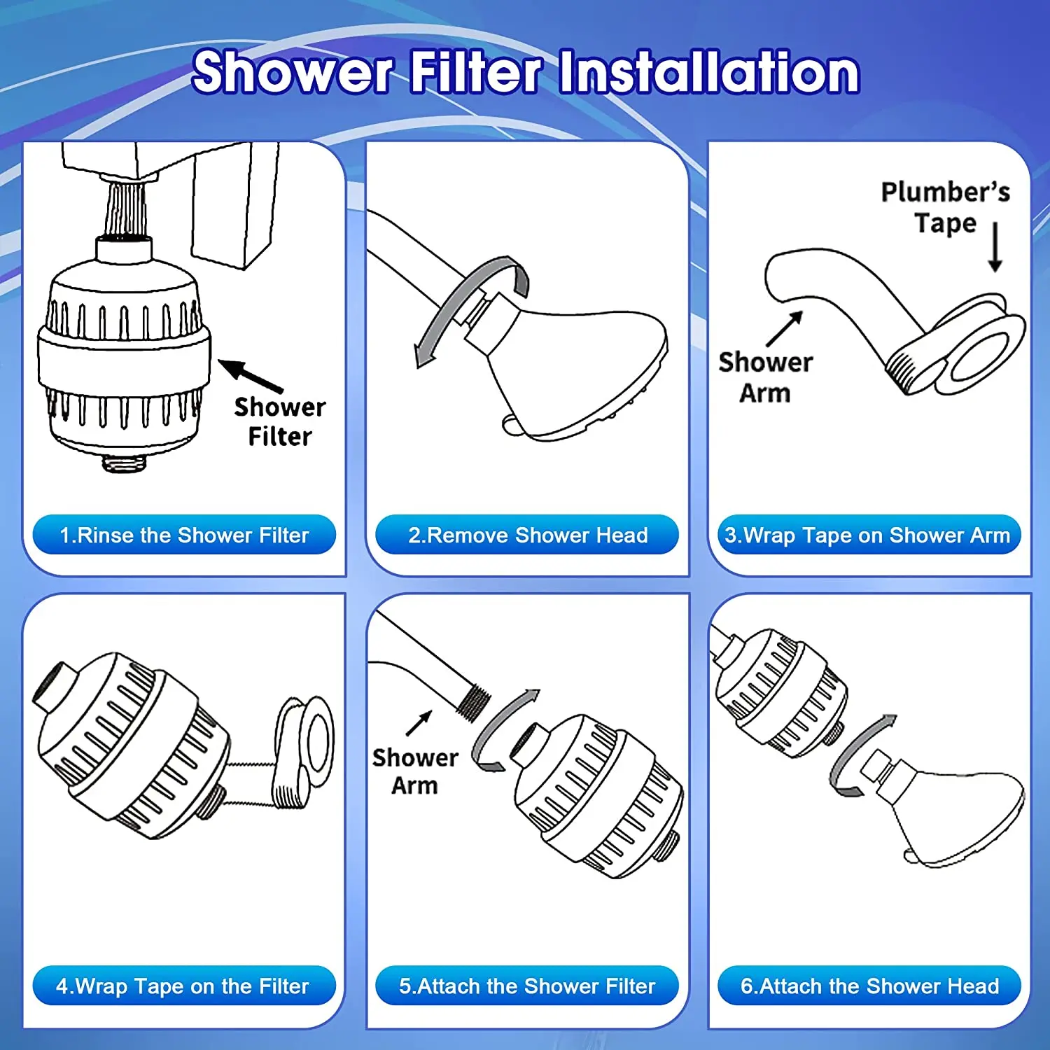 20-Stage Shower Head Filter For Hard Water – 2 Pack, SIMPURE, Universal Connection