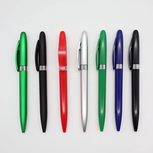 High Quality Metallic Plastic Ball Pen with Custom Logo Office Supplies Promotion Twist Plastic Ballpoint  Pen 1.0 mm Width Pen