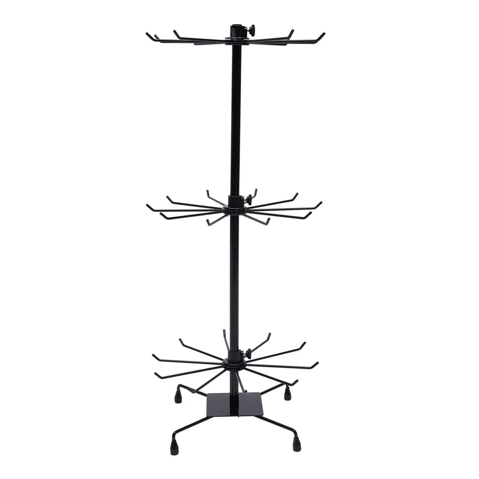 Metal Rotating Jewelry Display Rack 3-Tier Jewelry Store Shelf Black ...