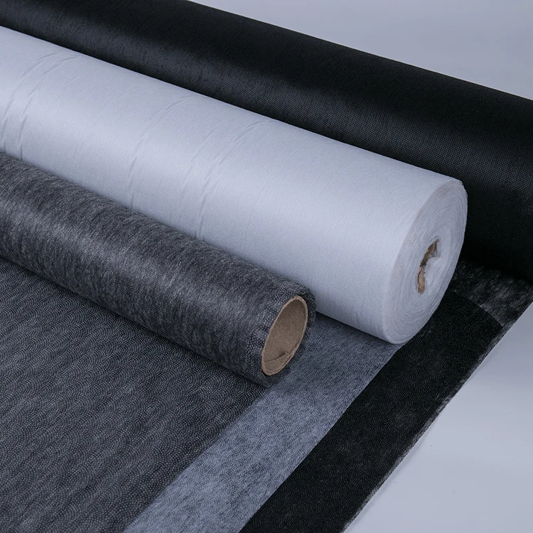 Dongguan Factory Fusing Paper Nonwoven Polyester Interlining Fabric Gum Stay Interlining Rolls 1025SF Soft