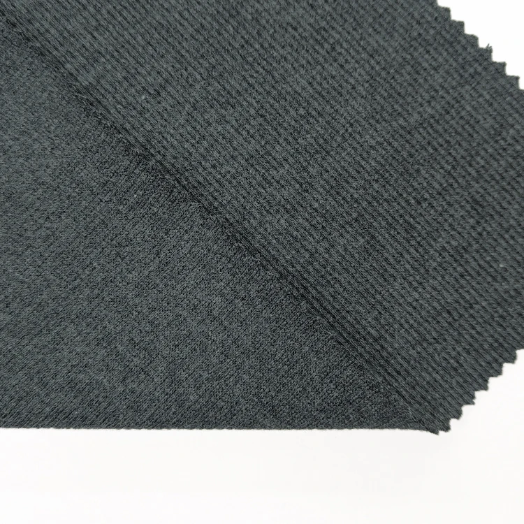 Plain Dyed Knit 2x2 Melange Rib Fabric for Sale, Stretch Cotton Ribbed Fabric for Clothing/ supplier
