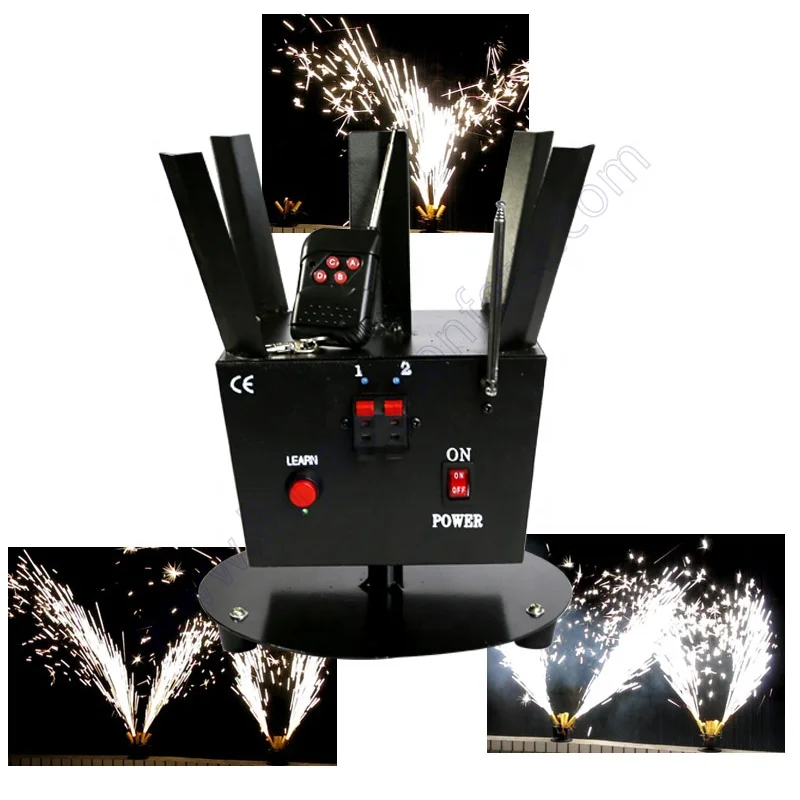Machine D'Allumage Feu D'Artifice Froid Sans Fil 4 Cues - Télécommande + Valise, Idéal Mariage, Soirée, Fontaine Sparkler