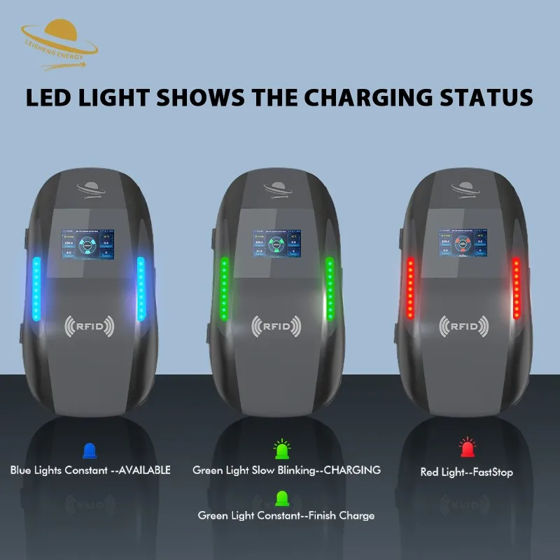 Leisheng Free Design Level 2 Type2/type1/gbt Ev Charger Dropshipping 5m Charging Cables 7kw/11kw/22kw Wallbox Ev Charger