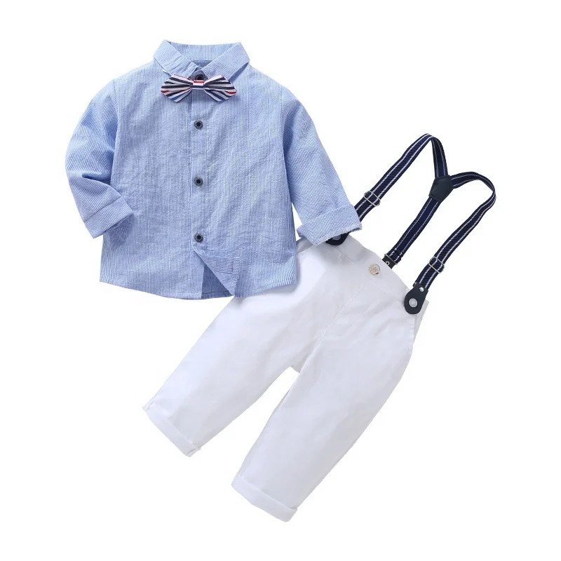 Gentleman Sets 4PC Toddler Baby Kids Bowtie Vest T-Shirt Pants Wedding Formal Party Suit Clothes 1-2T White