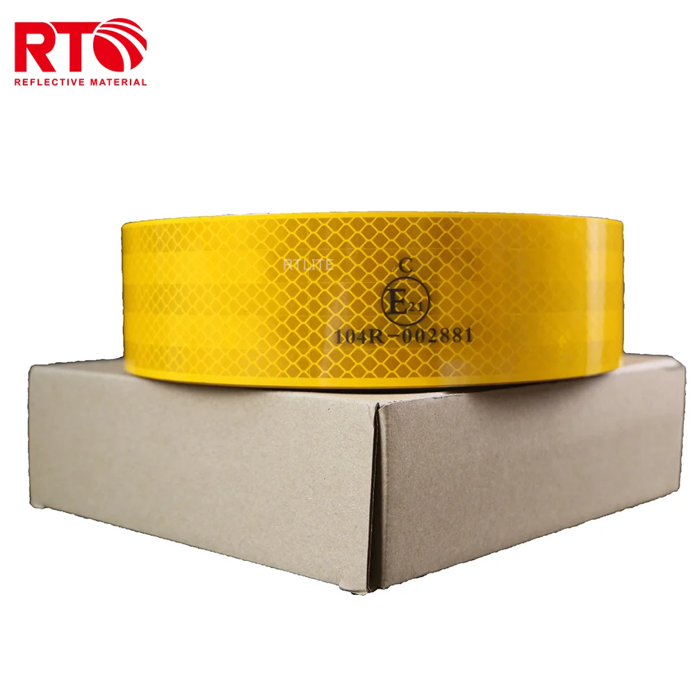 5.08cm*50m PET Material Edge Sealed E21 Yellow Reflective Tape For Truck Safety factory