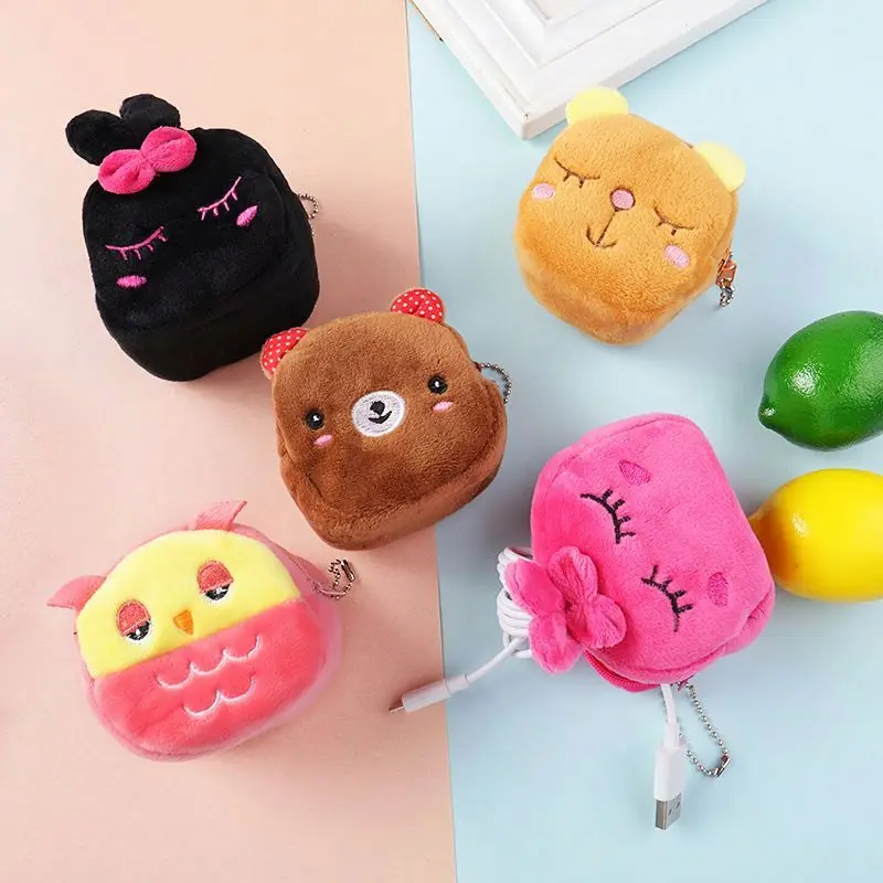 Cartoon Wallets Keychain Coin Purse Cute Owl Bear Anime Storage Bag Case Gift for Girls Mini Backpack Coin Purse Keychain Wallet