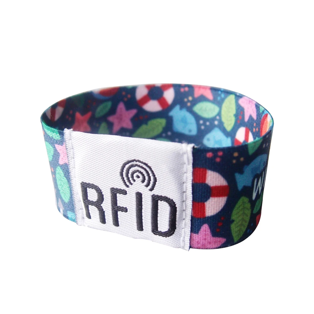 Factory Custom Polyester Elastic Wristbands Bracelet With Woven Label for Promotion