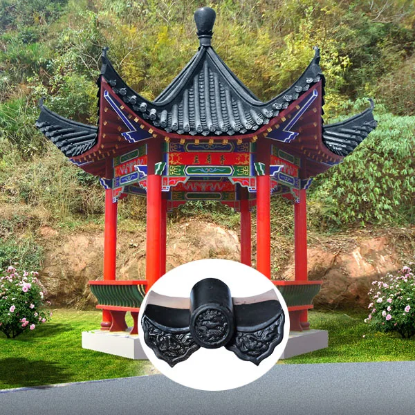 Chinese Traditional Pavilion With Ceramic Antique Black Clay Roof Tiles