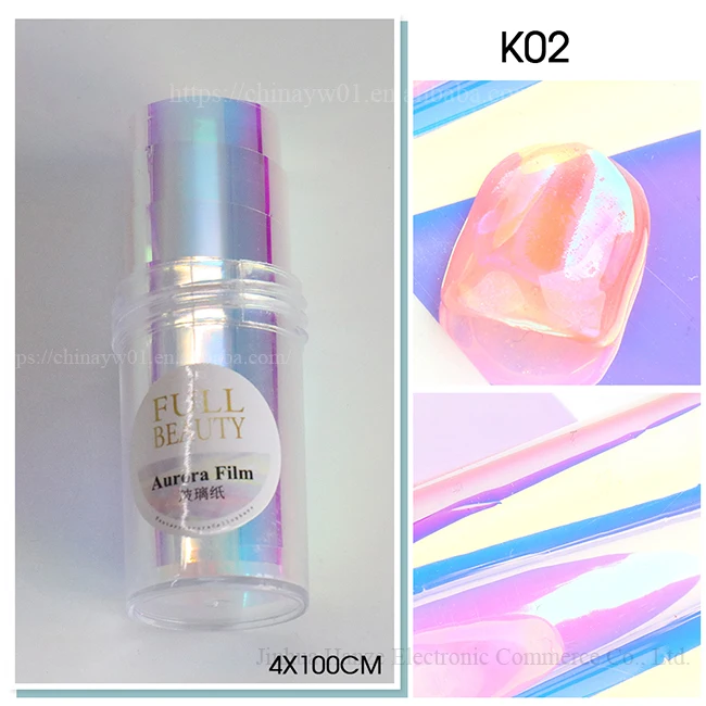 Aurora Nail Foils Shattered Glass Nail Art Marble Holographic Cellophane  Paper Nail Sticker Summer Manicure Clear Design GL1900