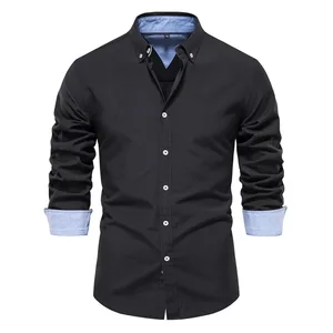 2026 High Quality EU/US Cotton Men's Shirts Plus Size with Custom Logo Breathable Yarn Dyed for Spring Season
