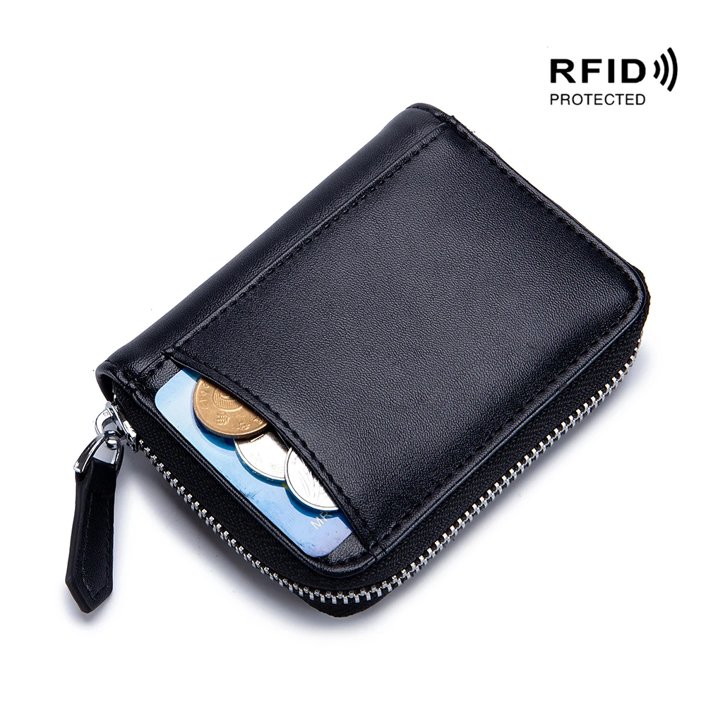 RFID Genuine Leather Coin Purse for Men Mini Wallet