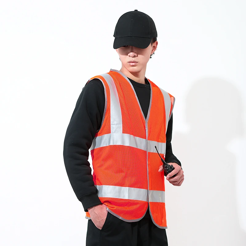 Construction mens hi-viz black and yellow and orange custom customised reflective safety work vest with logo with pockets