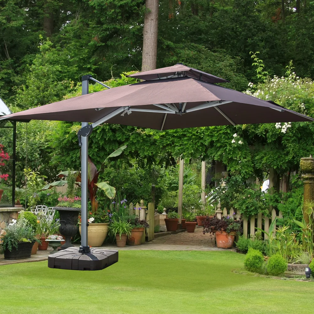 COBANA Terrassenschirm 3,4 M – Türkis, Mit Aluminiumstange & Kurbel, Für Tisch, Pool Oder Balkon