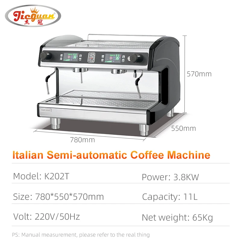 Commercial Intelligent Semi-automatic Italian Expresso Coffee Machine Two Head Display Screen