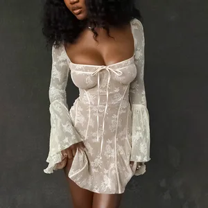 JY23518PF Party Clubwear Lace Sexy Stunning Mini Dress Women Girl Spring New Trend Slim Dress