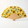 Flower printed fabric fan