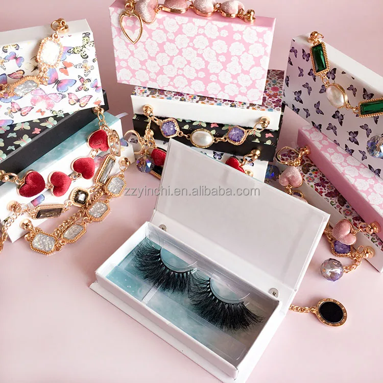 New Arrive Eyelash Box Diamond Type 25mm Fake Lashes Packaging Multi Chain Eyelash Box for Full Strip Lashes