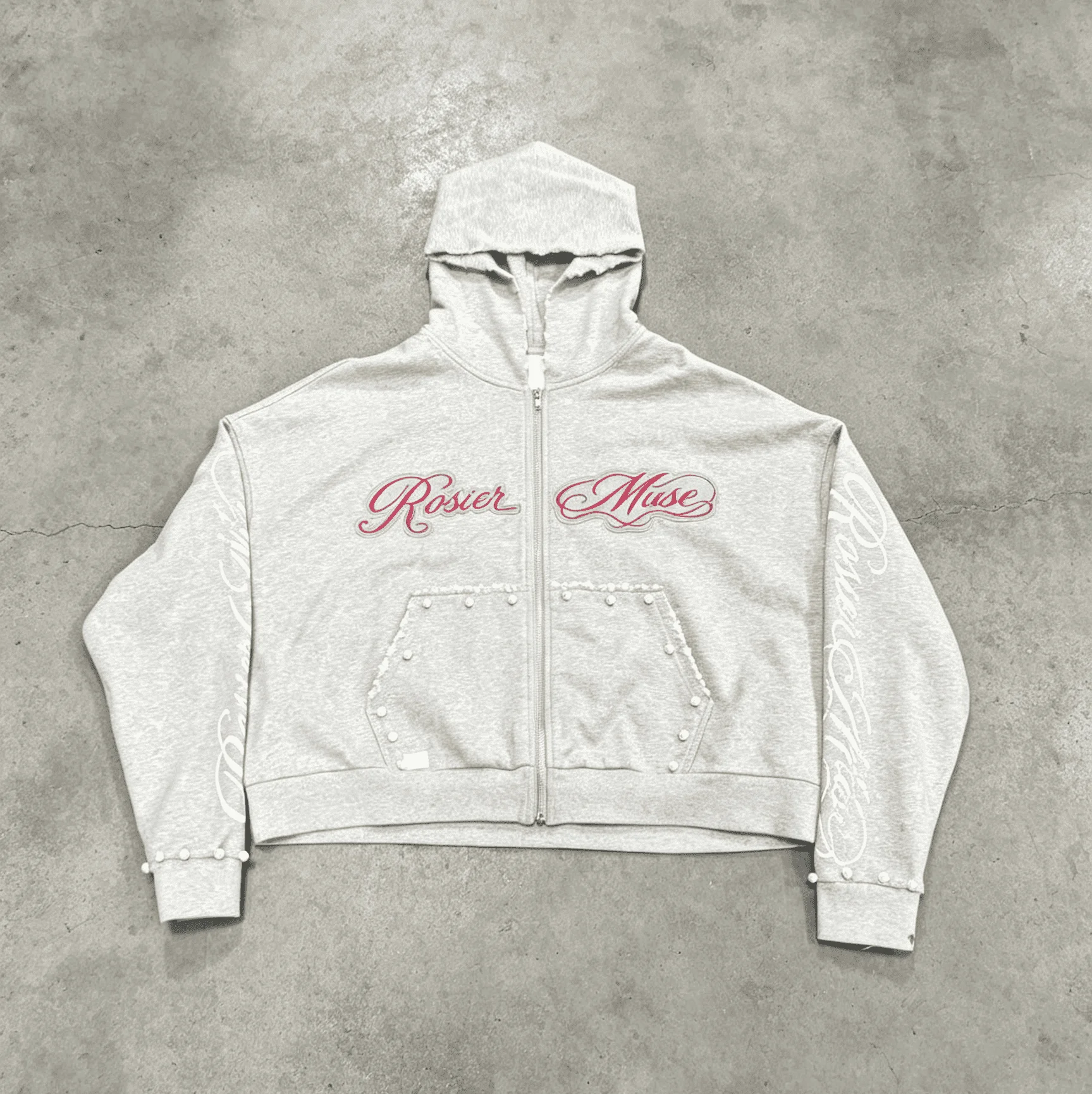 Custom Clothing Manufacturer 100% Cotton 3D Embroidery 450 Gsm Acid Wash Zip up Hoodie for Men