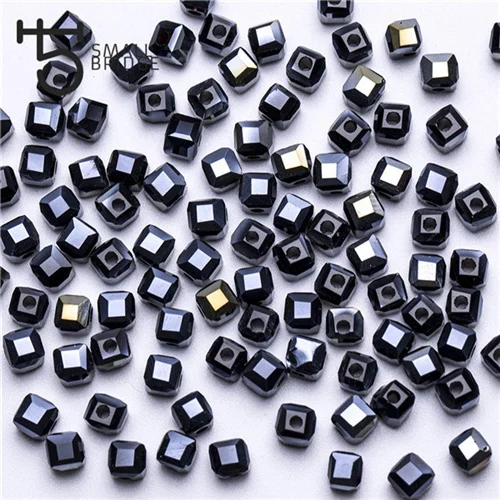 4mm 6mm Square Shape Crystal Glass Beads Multicolor Cube Beads  for Jewelry Making manufacture