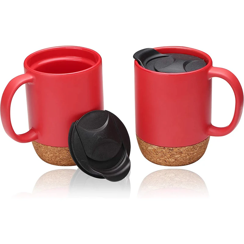 15 OZ Large Red Ceramic Coffee Mugs - Sustainable & Stylish