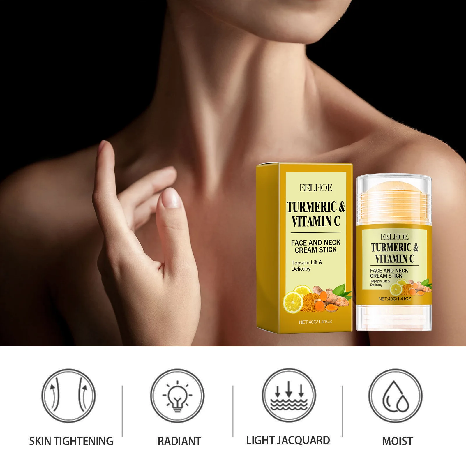 EELHOE Skin Care Moisturizing Lifting Firming Anti Aging Brightening Turmeric Vitamin C Facial Neck Cream Stick