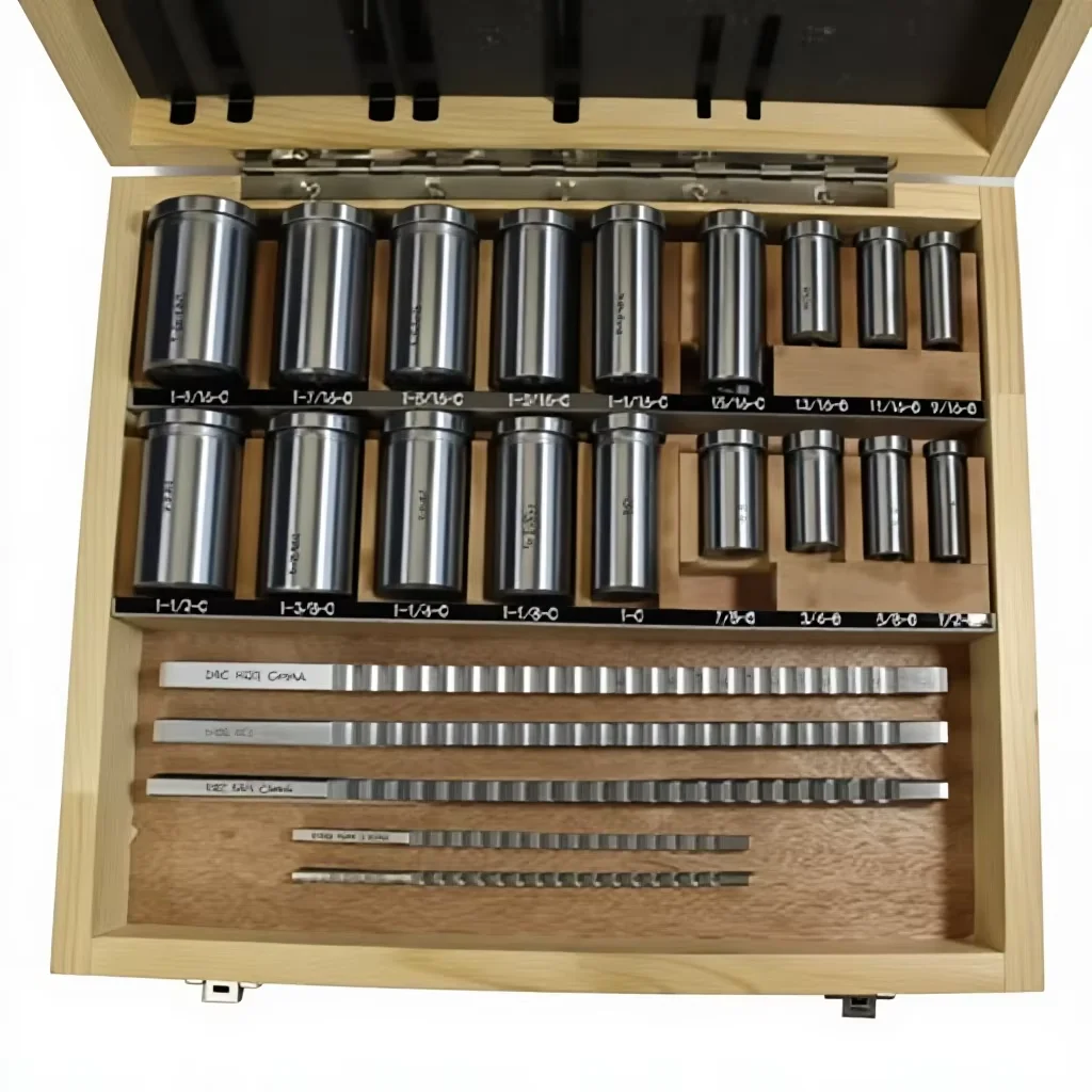 TEBAK 30pcs Keyway Spline Broaching Set HSS Metric/inch Keyway Broach Tool with Bushing Shim Includes Essential Broaching Tools