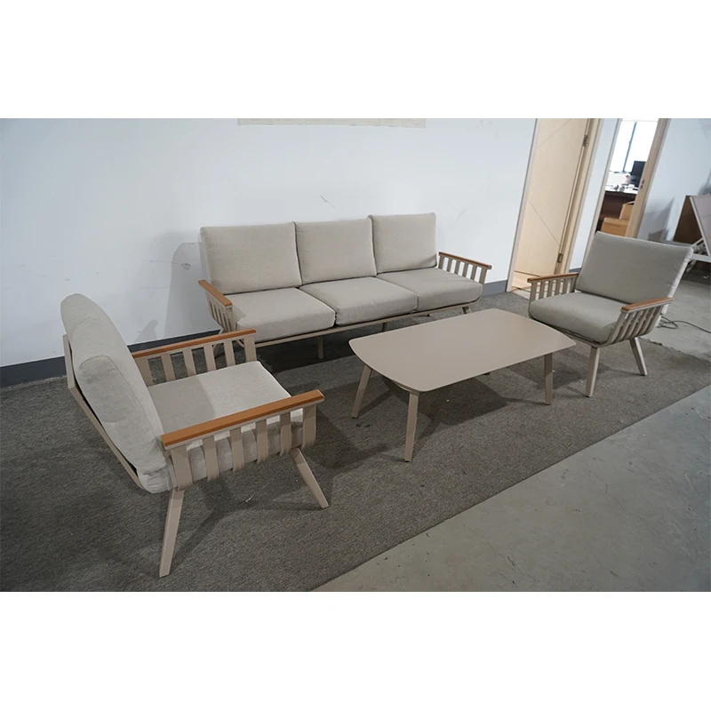 product 4 pcs modern aluminum patio furniture set outdoor garden sofa set weatherproof rust resistant customizable color-4