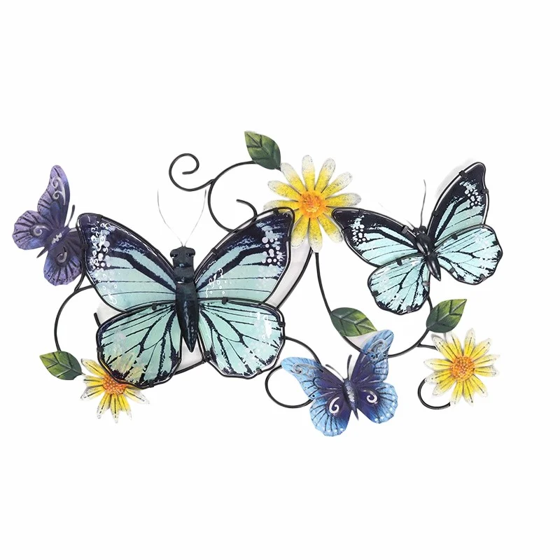 Liffy Wall Sculptures Glass Wall Hanging for Indoor Outdoor Bathroom Bedroom  Metal Butterfly Wall