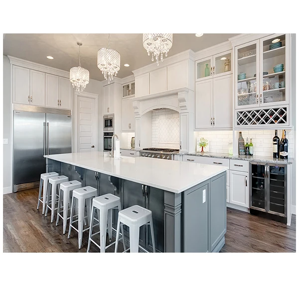 Modular Hampton Style Australia 2 Pac Finish White Shaker Solid Original Wood Kitchen Cabinet With Glass Doors