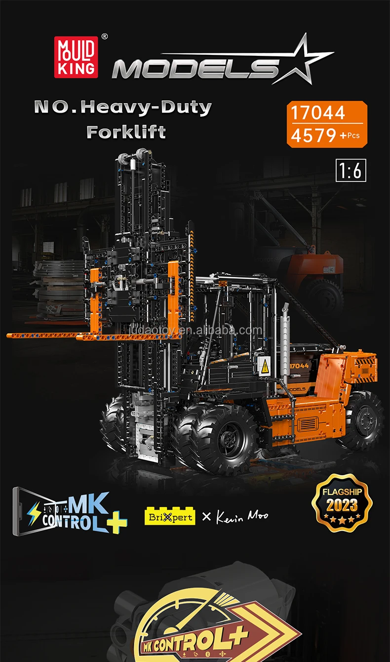 Mould King 17044 Carrello Elevatore Tecnologico 1:6 | Kit MOC 4579 Pezzi Con Motore E APP | Altezza Sollevamento 58 Cm | Regalo 14+ Anni - 2