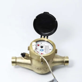 Residential Mechanical Multi-Jet Dry Type NSF61 Approved AWWA C708 Water Meter with Brass closing ring Lead Free Brass Body