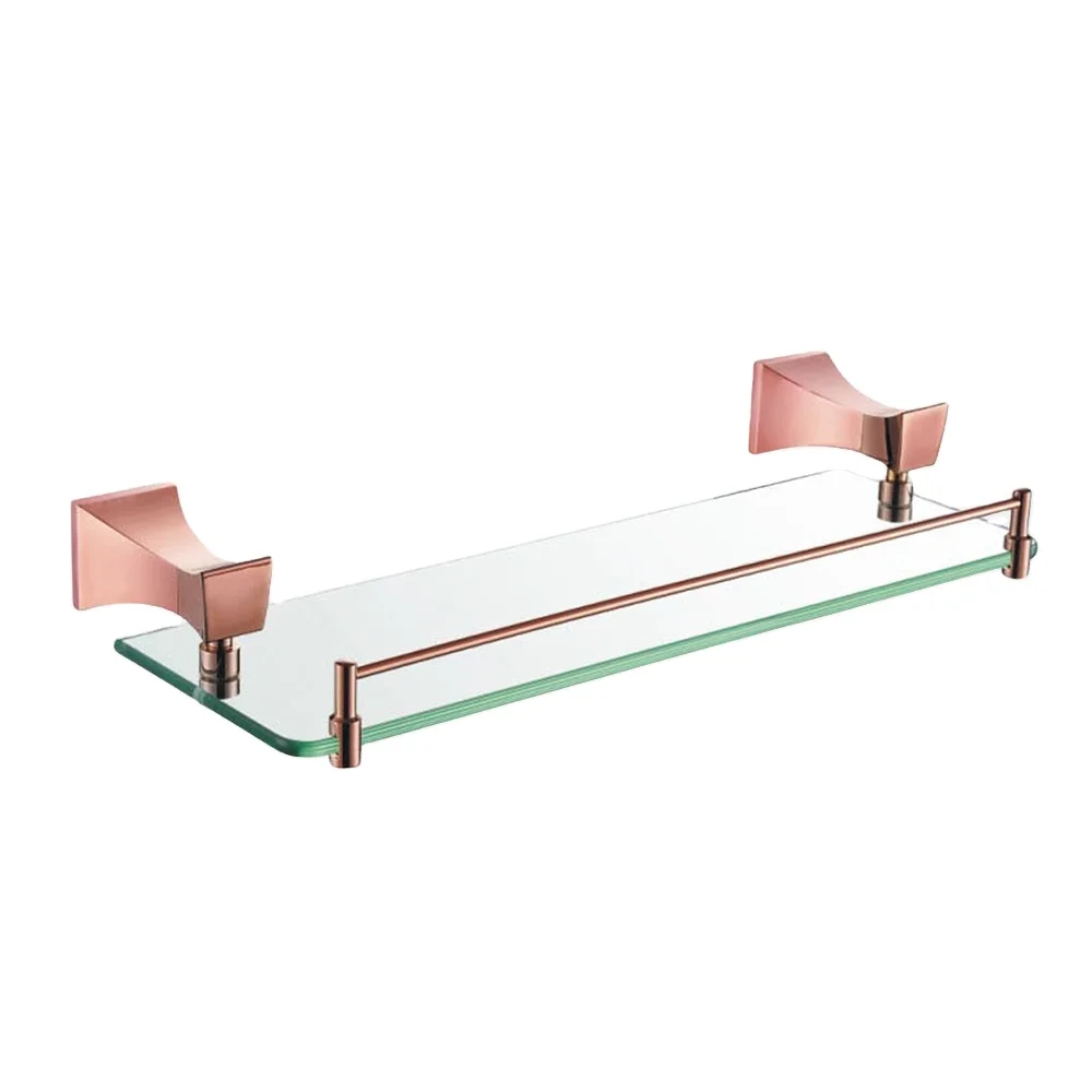 Stainless steel 304 Bathroom Shower Bath Storage Shelf Glass Shower Shelf With Bar Glass  Bathroom Shelves