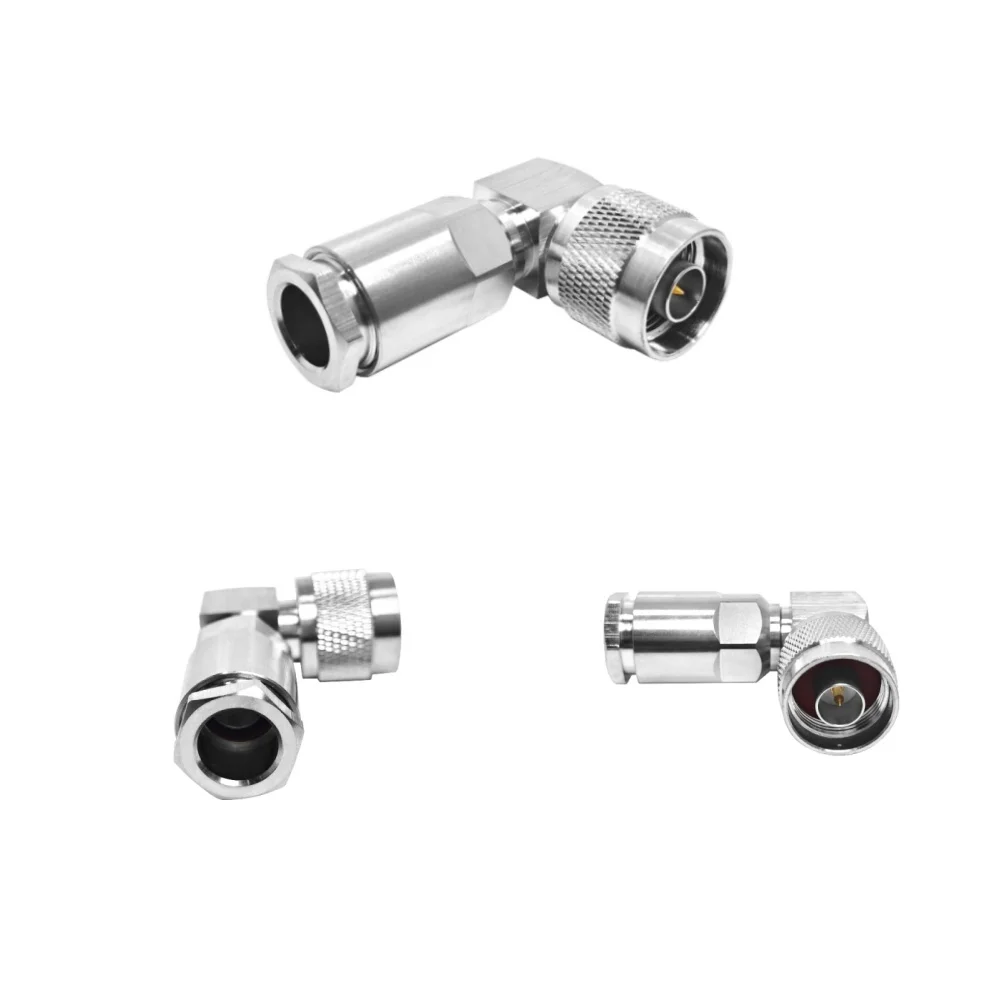 High Performance Brass RF Coaxial N Male Right Angle Clamp Connector for LMR400 RG213 RG8 Cable