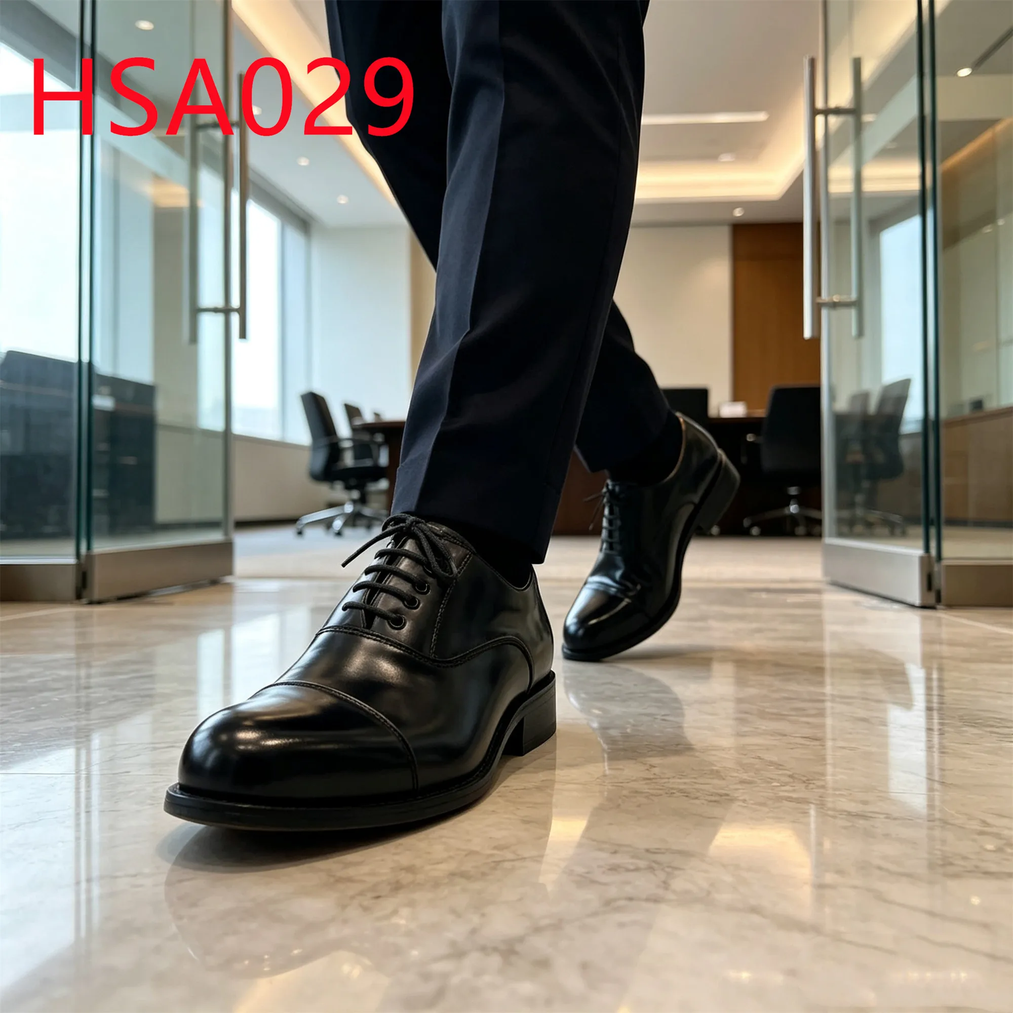HY,Government Staff Double Joints Design Round Toe Men Leather Shoes Two Colors Rubber Sole Hua Singh Uniform Shoes HSA029