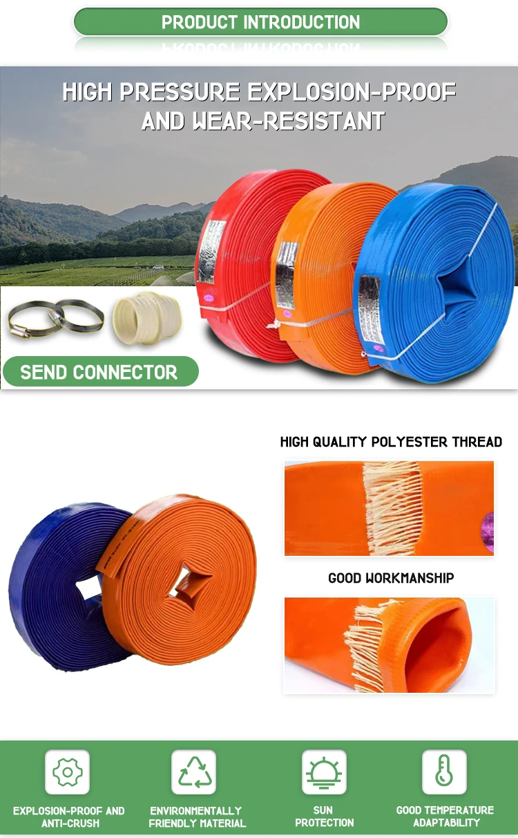 Green Expert 1.5" ID PVC Lay-Flat Discharge Hose Pump Draining Kit