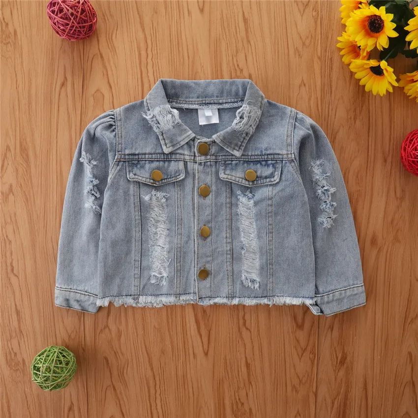 2022 New Toddler Girl Distressed Denim 