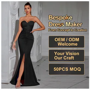 Wholesale Custom Strapless Women Black Bridesmaid Prom Ume Dress Evening Modern Mother of the Bride Dresses for Wedding Elegant