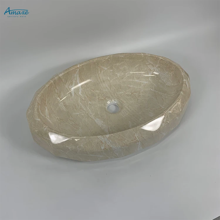 Modern bathroom sanitary wares table top sink marble ceramic countertop hand wash basin factory