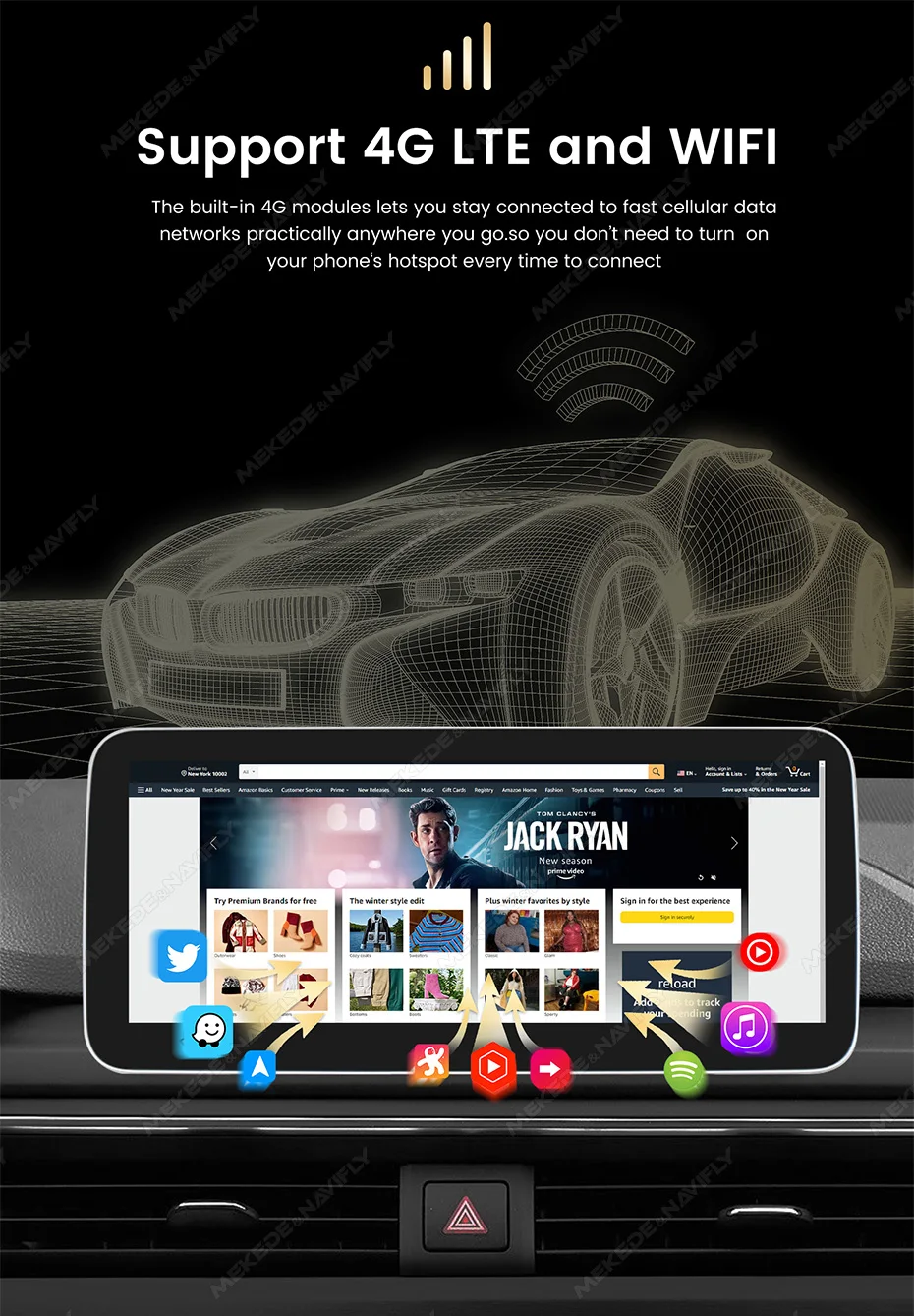 MEKEDE Snapdragon 680 Car-play Auto 8core 4G WiFi Android Touch Screen ...