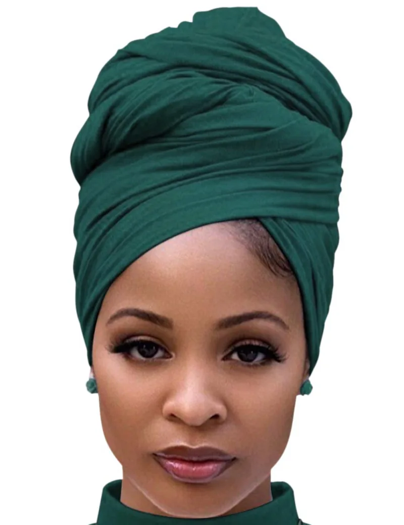 Turban Head Wraps for Black Women Jersey Hijab Scarves Fashion Long Plain Shawls Dark Grey
