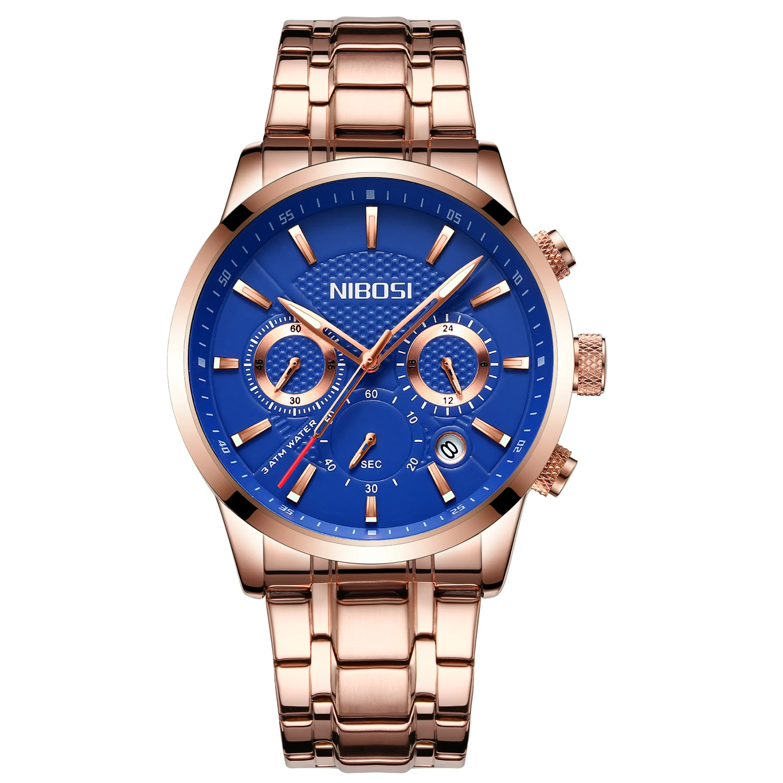 NIBOSI 2313 Ornate Classic Durable Fancy Design Factory Price Chronograph Low Price Men Quartz Watch with Stainless Steel Band