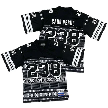 Custom Men's V Neck Polyester Polyester Mesh T-shirts Vintage Boxy Retro Football Jersey Street wear Style