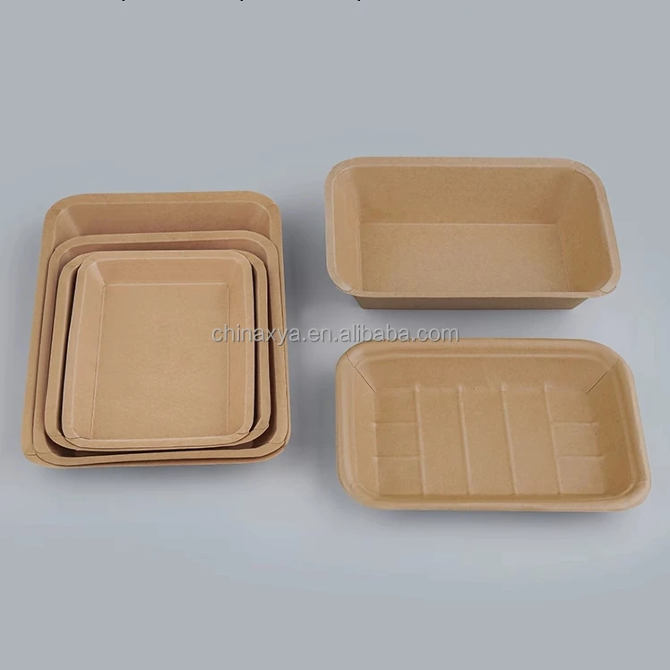 wholesale Disposable biodegradable kraft Paper water coadted Food Tray Disposable Kraft Food Paper Boat Tray Paper Tray For Food factory