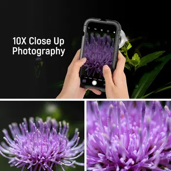 NEEWER 10X HD Macro Lens with Detachable Diffuser Hood for 17mm Lens Thread Backplane LS-28 detail image