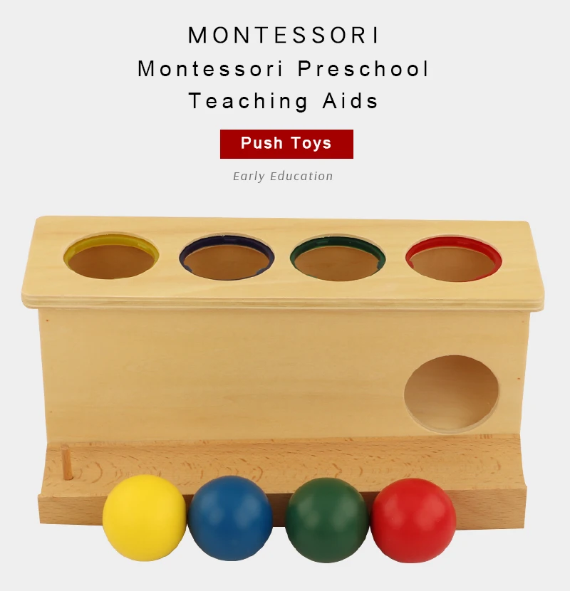 LT052  Montessori Kids Wooden Educational Children Toy  wood push ball baby toy Montessori