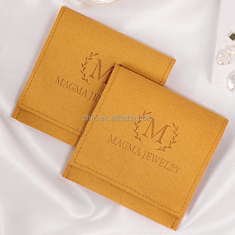 Customize Microfiber Fabric Envelop Small Luxury Jewelry Packaging Pouch Microfiber Bag With Enbossed