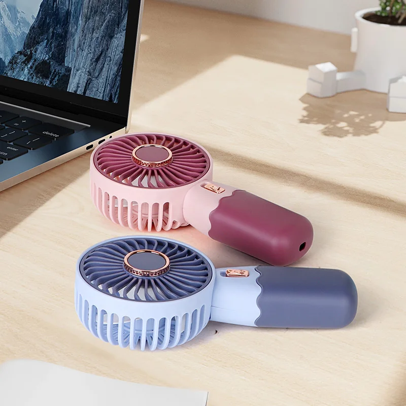 USB Rechargeable Mini Portable Fan Detachable Base Cute 5V Wind Speed Desktop Fans for Office Study Car Home Use Battery-Powered