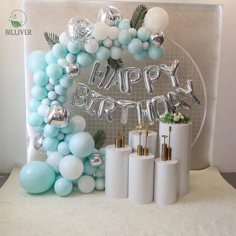 Dessert Cake Table Silver Metal Cylinder Pedestal Sets Round Customized ...