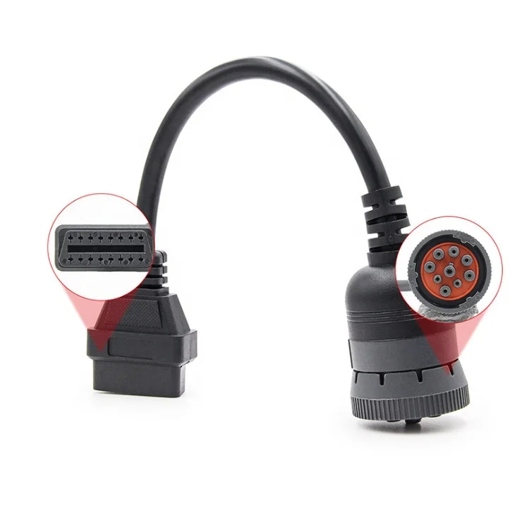 J1939 9Pin to OBD2 16Pin Adapter Cable Plastic Truck Code Reader Tool for OBD1 to OBD2 Newest Software Version 2 Years Warranty